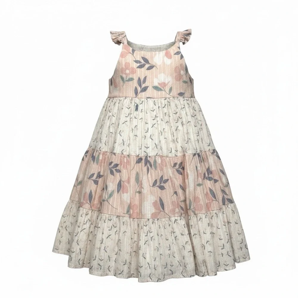 Catherine Malandrino Floral Tiered Size 5T Girls Sleeveless Dress